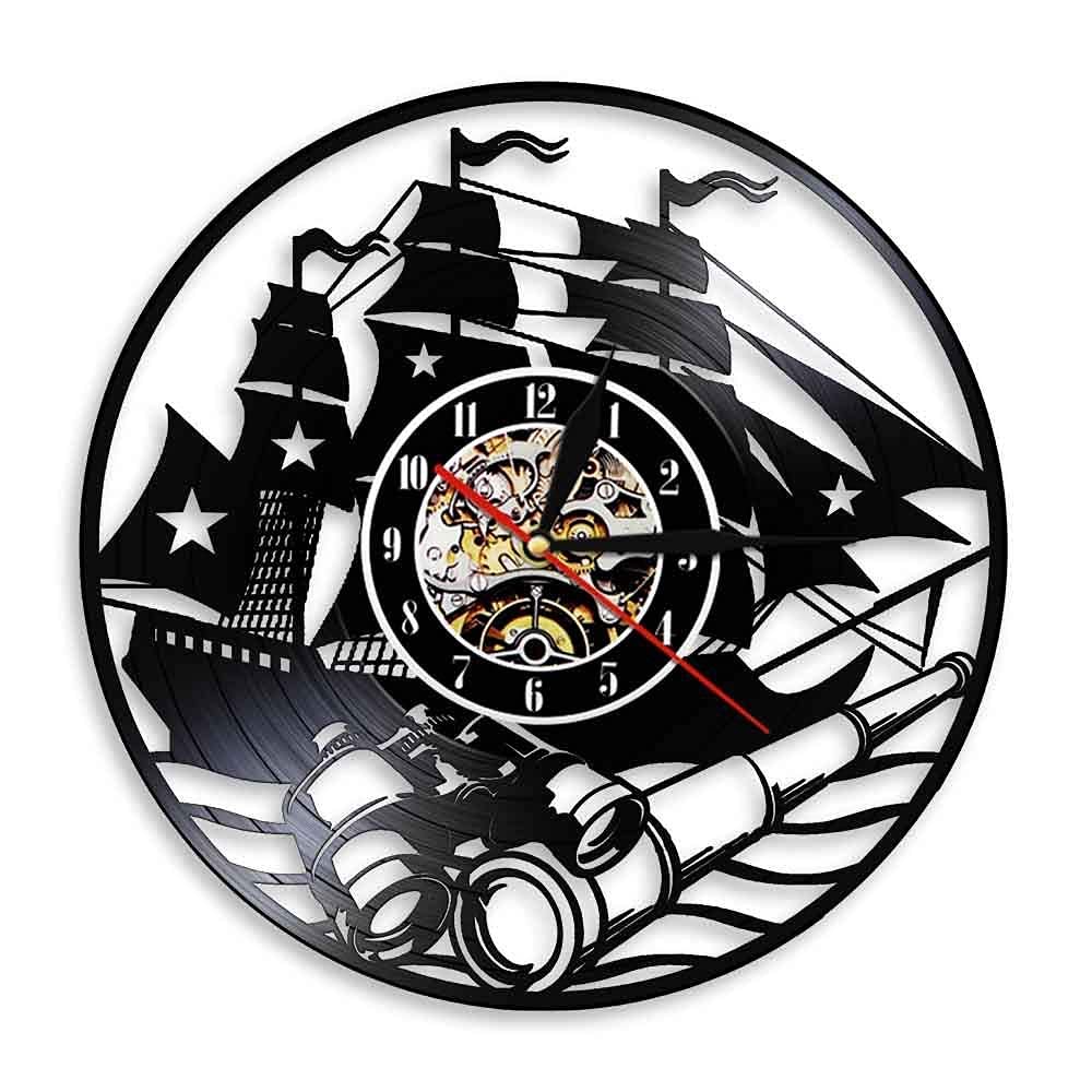 Horloge de disque vinyle 3D cadeaux de voile pour amateurs de marine