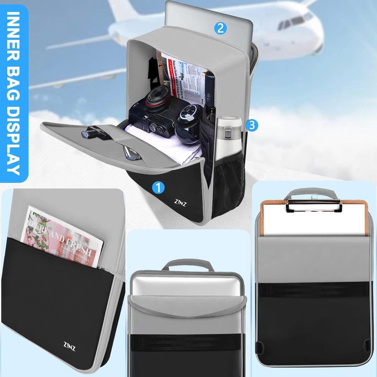 ZINZ Slim & Expandable Laptop Backpack 17 inch Travel Business Backpack Water Resistant Daypack Bookpack for Most 17 inch NoteBooks，Gray&Black