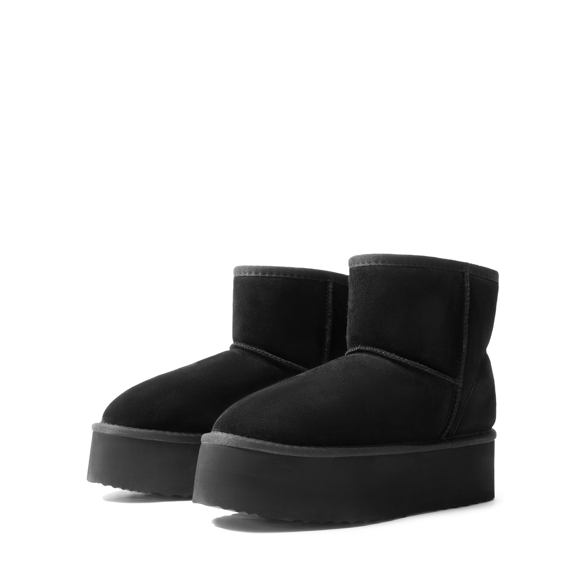 DREAM PAIRS Invernali Stivali da Classici con Plateau da Donna Resistenti Bassi Stivali da Neve Alla Caviglia con Fiocchi Fai da Te FuzzyClassic