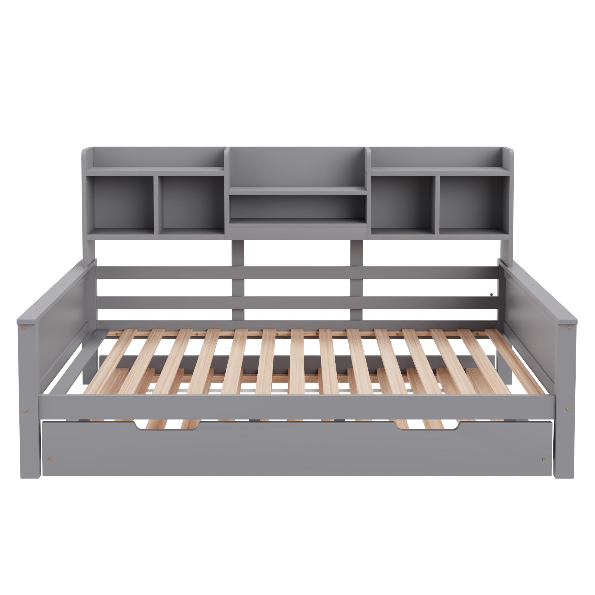 90 x 200 cm, letto estraibile in legno massiccio, 90 x 190 cm, divano letto estraibile con vano portaoggetti e rete a doghe, in pino multifunzionale, letto singolo, grigio