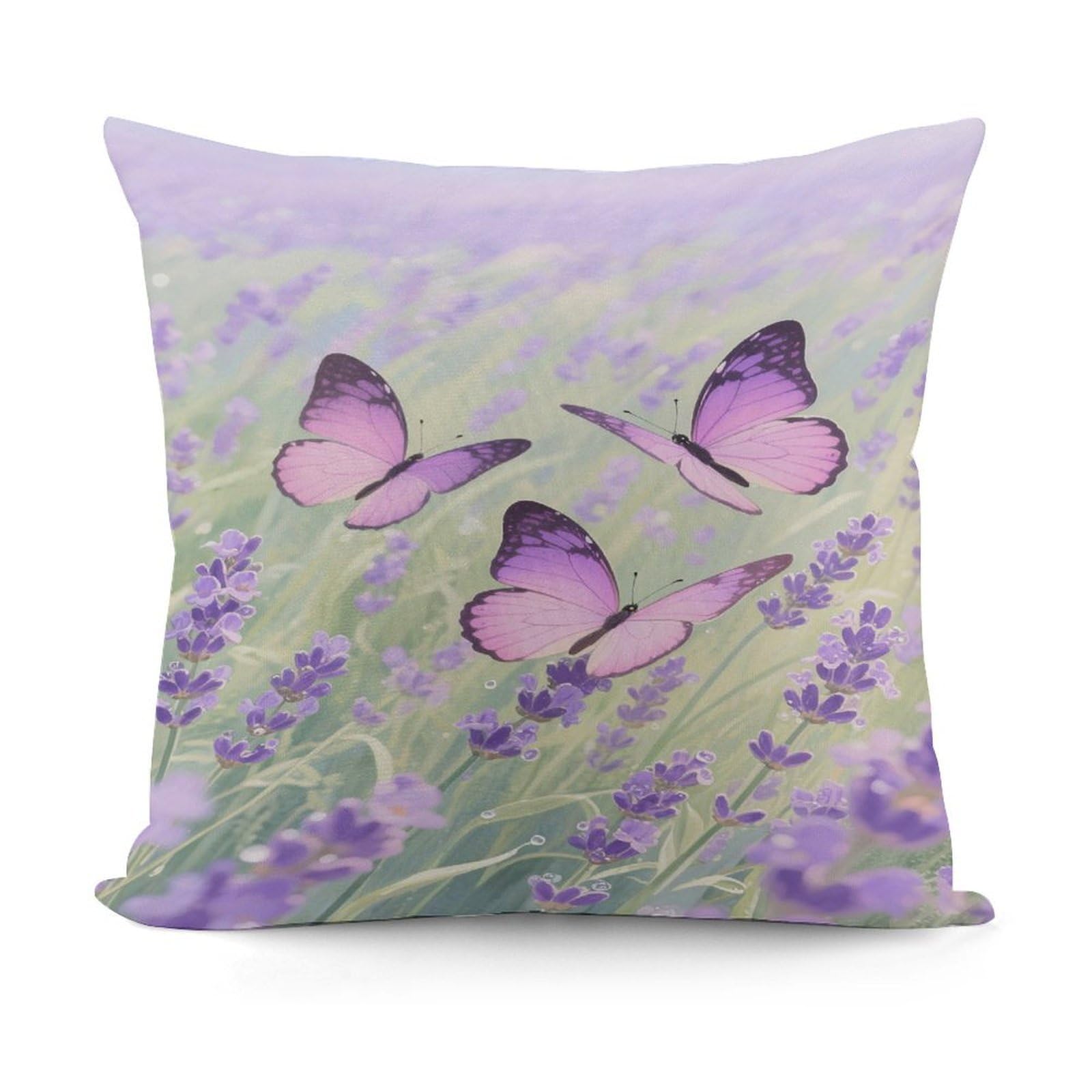 VstaDank Butterfly Throw Pillow Covers Fade-Resistant Removable Pillowcase Square Cushion Case Cozy Pillow Case Breathable Pillow Protector Soft Pillow Shams 18"x18"