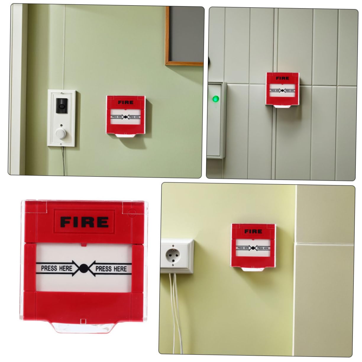 Botón de Emergencia Rojo para Punto de Llamada de Incendio Reinicio Manual, Diseño de Respuesta Rápida y Plástico Resistente, Paquete de 2 Unidades para Espacios Públicos