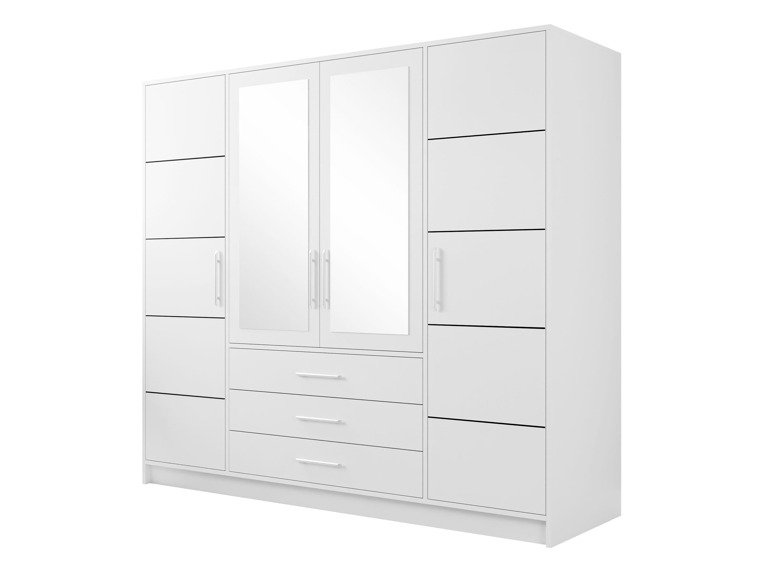 Mirjan24 Drehtürenschrank Bado 4D – Kleiderschrank mit Spiegel, Schubladen und Spiegeltüren