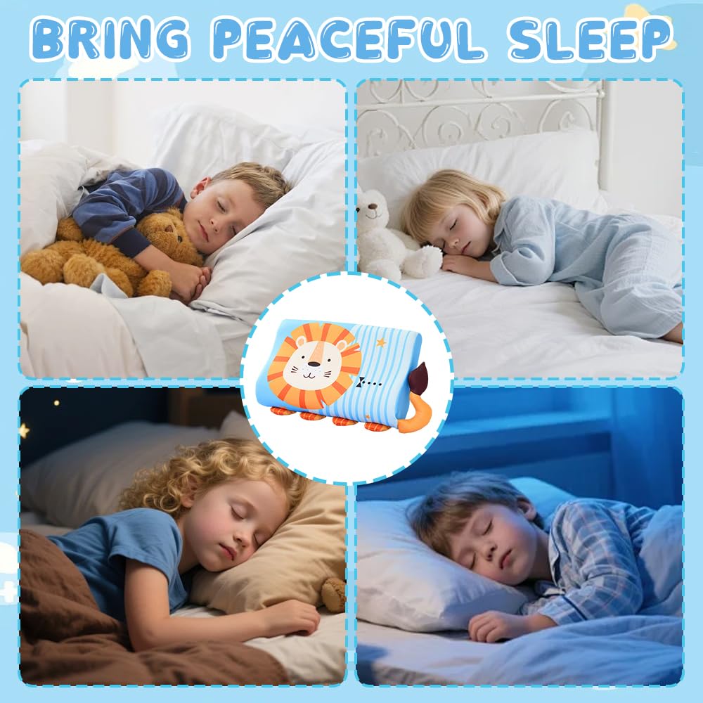 Oreiller Enfant, 45 x 27cm Oreiller Ergonomique Enfant, Coussin de Sommeil pour en-Fant, Confortable Sommeilenfant vec Taie pour La Crèche, T'apporte de Beaux Rêves (Fuchs)