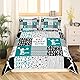 Mädchen Cheerleading Bettdeckenbezug Cheerleader liebt Bettbezug für Kinder Teenager Erwachsene Schlafzimmer Deko geometrisch Kariertes Bettwäsche Set Sterne Streifen Bett Set, 135 x 200 cm