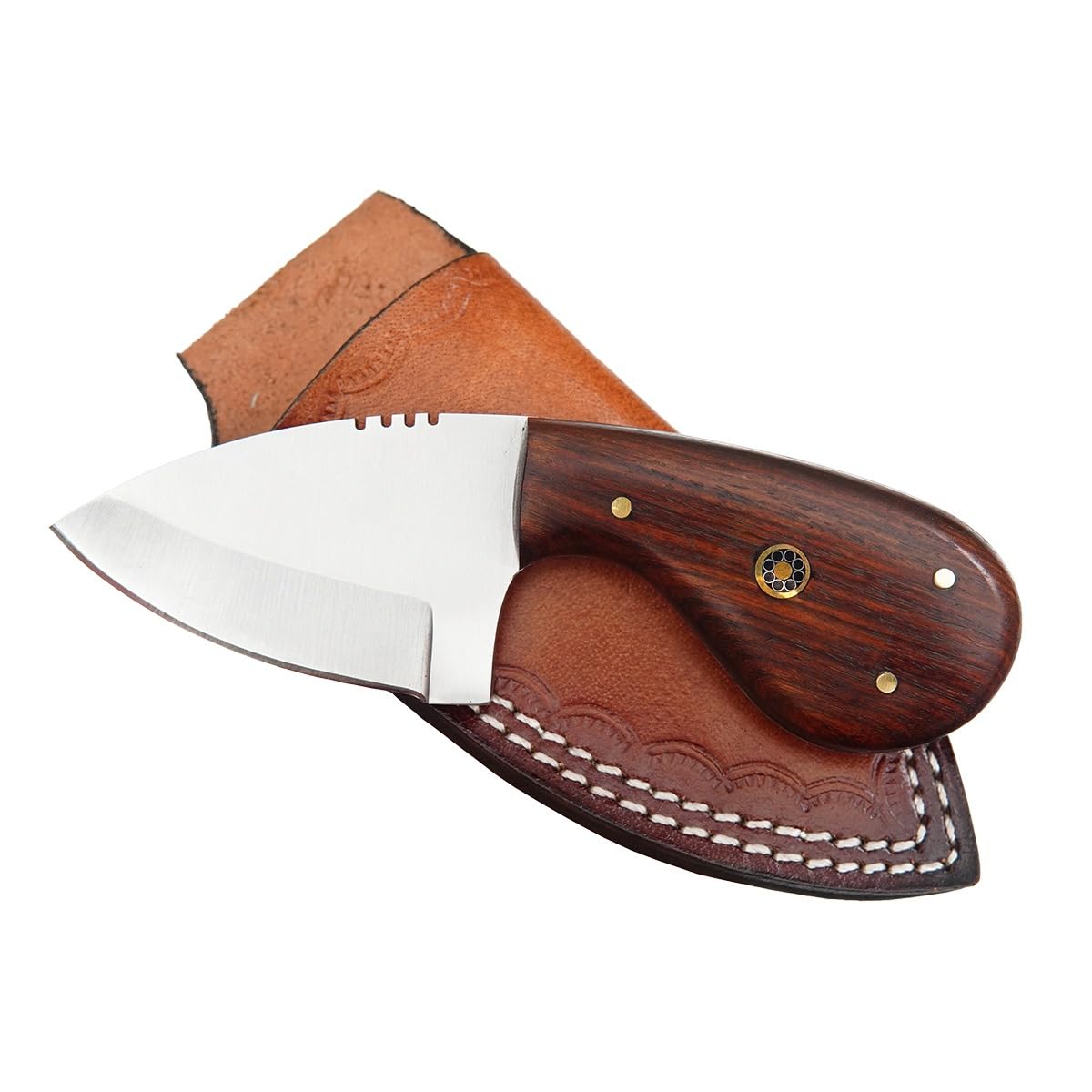 Primark Hunting Knife, Camping Fixed Blade Knives, 6 Inch Combat Knife with Sheath, Full Tang Knife, Survival Knife, EDC Camping Knife, Hunting Knives with Wood Handle, Brown