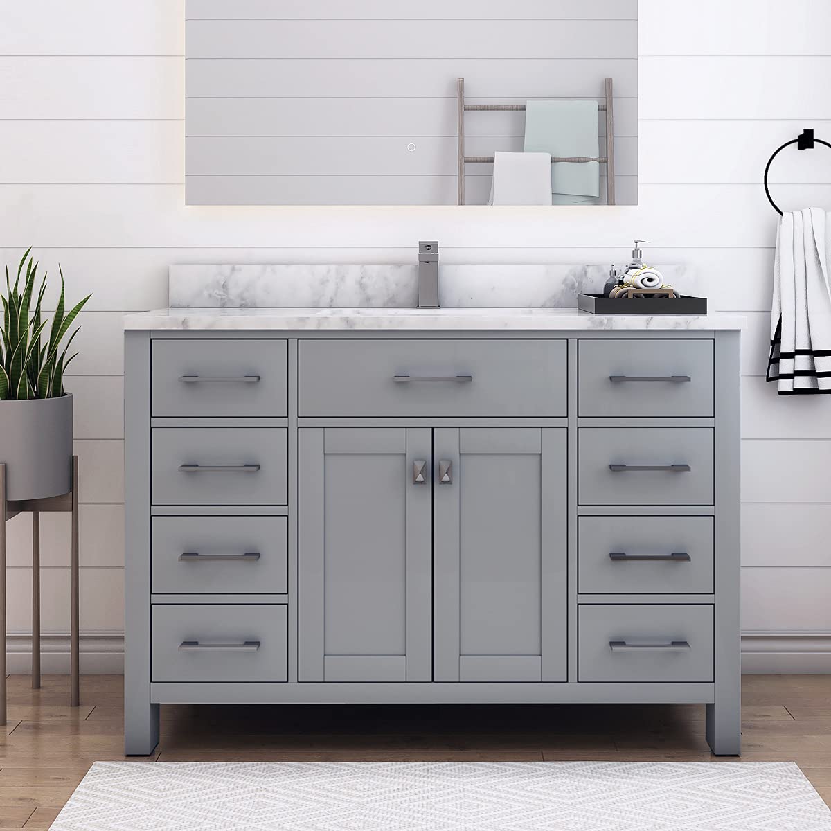 Buy Sinber 48 Inch Rectangular Sink Grey Bathroom Vanity with