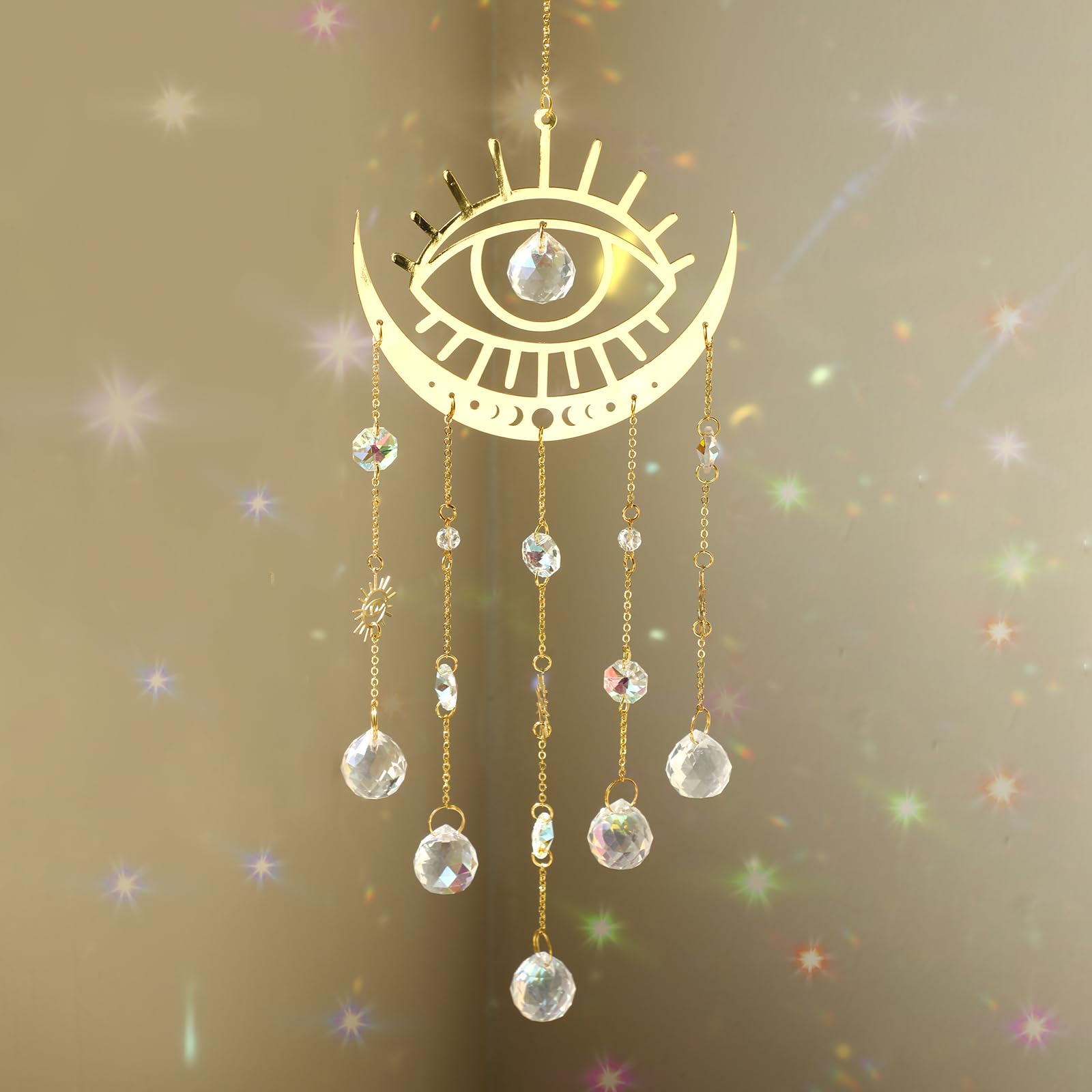 Artilady Evil Eye Garden Suncatcher - Large Prisms Crystal Ball Wind Chimes for Outside Sun Catcher Indoor Window Boho Witchy Room Home Bedroom Decor Christmas Housewarming Gift for Her-image-28