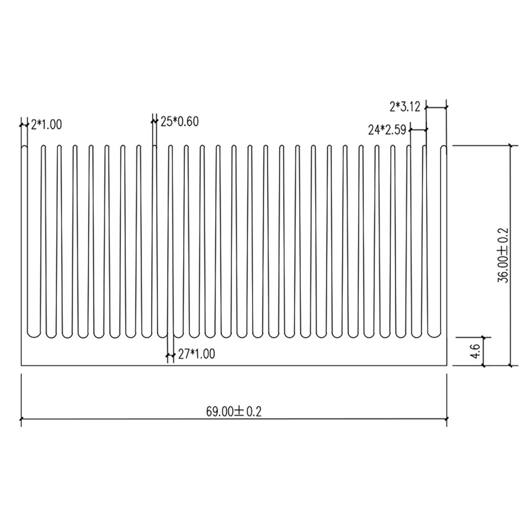 Dissipateur thermique extra grand en aluminium 300x69x36mm / 8.66" x 2.72" x 1.42" Module de refroidissement par diffusion à haute puissance avec 27 ailettes pour radiateur LED, amplificateur