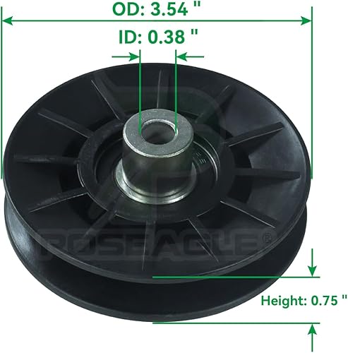 Miniatura 4 de Paquete de 2 poleas tensoras con ranura en V 532194327 con polea tensora plana 532194327 que sustituye a Craftsman 194326 194327 para Husqvarna