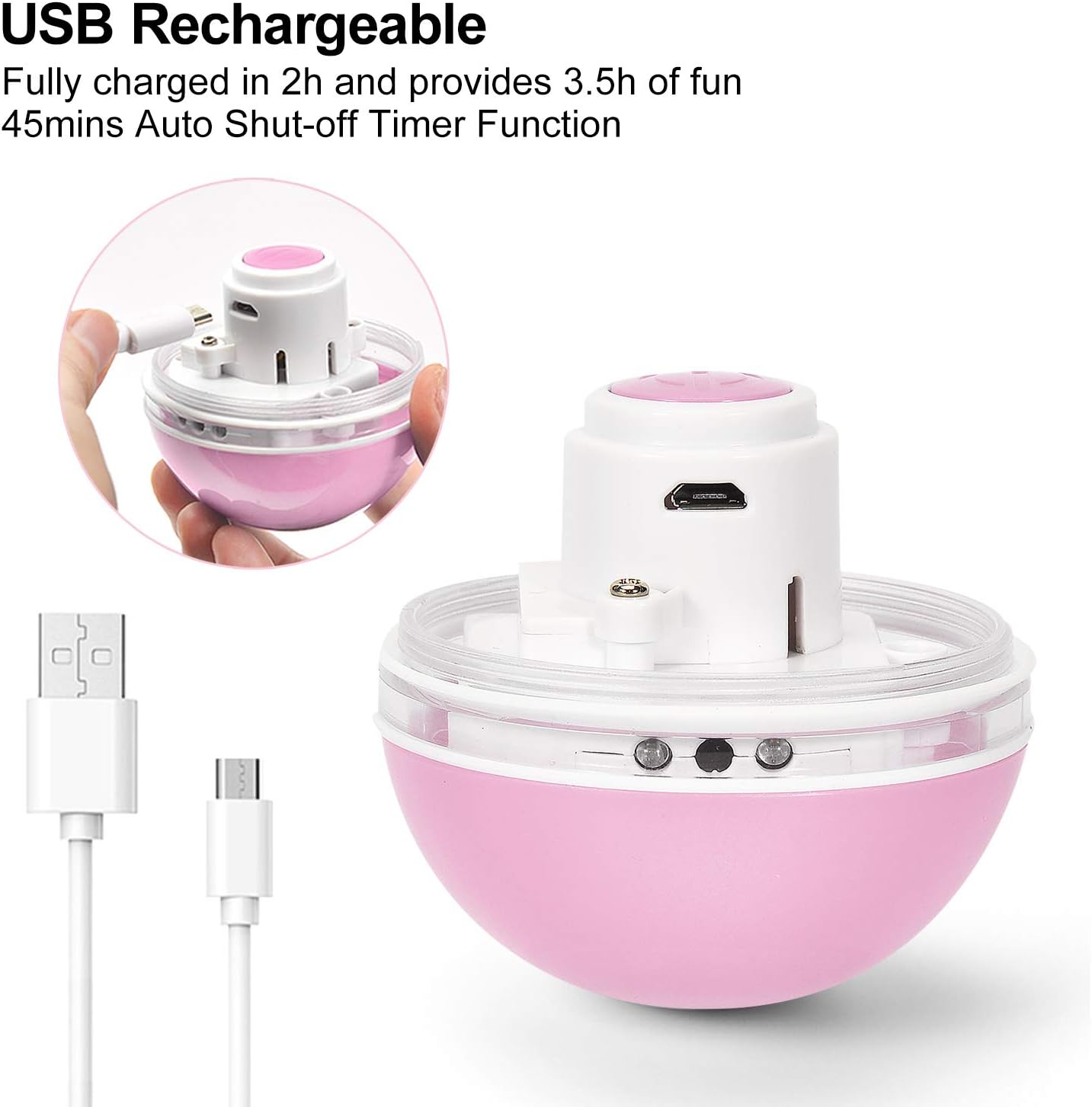 WWVVPET Interactive Cat Toys Ball with LED Light & Catnip, Upgraded Ring Bell Feather Pet Toy,Auto Spinning Smart Cat Ball Toy,USB Rechargeable Stimulate Hunting Instinct Kitty Funny Chaser Roller 8 61X6tdiz0dL. AC SL1500