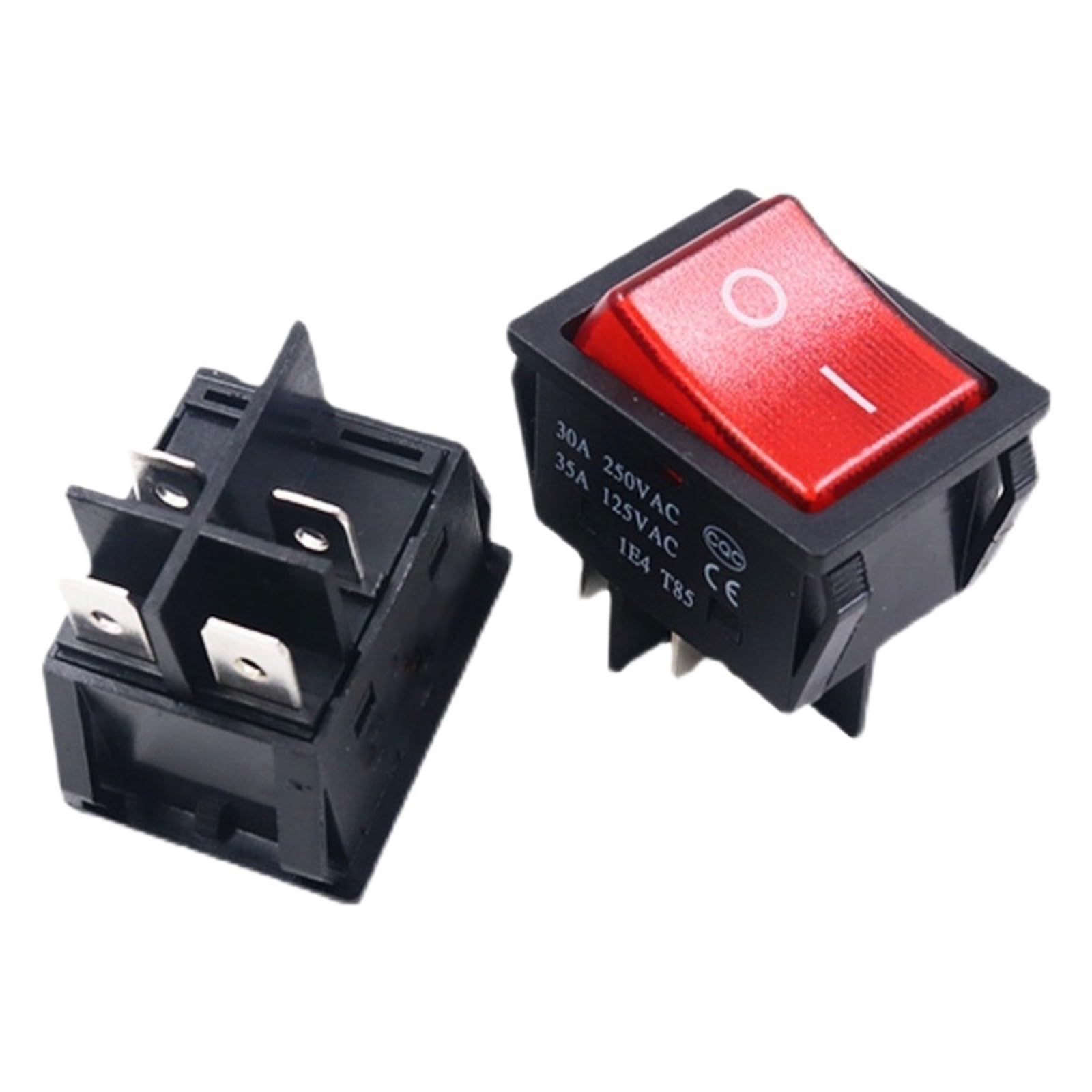 TSIOHKBS KCD4-201 ON Off 30A/250V 16A/250V Heavy Duty 4 Pin T85 Rocker Switch with Light 12V 24V 110V 220V 380V (Red,220V 30A)