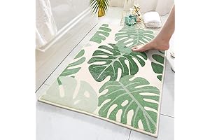 Lukinbox Bath Mat - Green Leaf Non-Slip Bathroom Rug