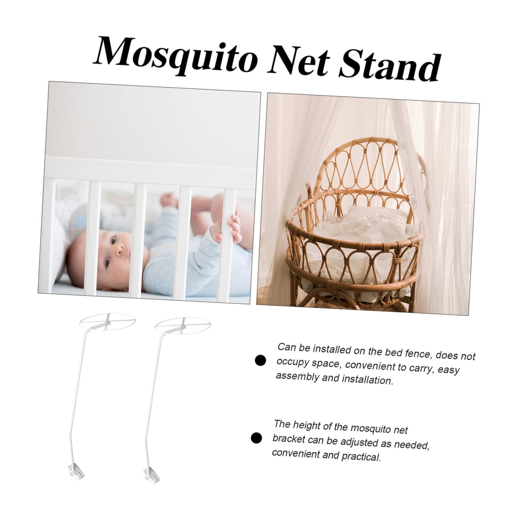 Toddmomy Bed Canopy Bracket Metal Stand Frame Crib Holder for Net Baby Baldachin Holder Net Accessories