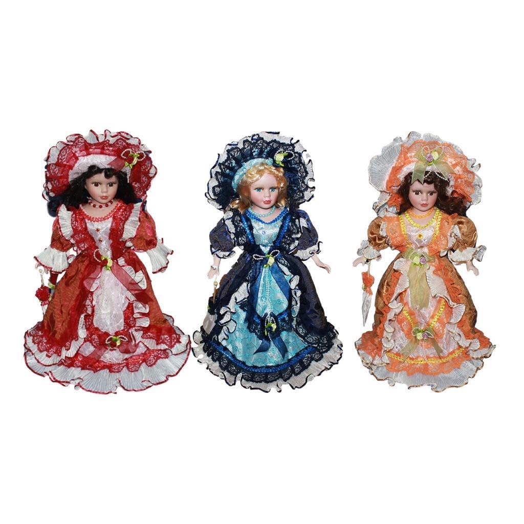Elegante Bambola Porcellana Donna Miniatura Ceramica Modello Vestito Ornamentale Ragazza Adatta per Collezione Casa Compleanno, Rosso