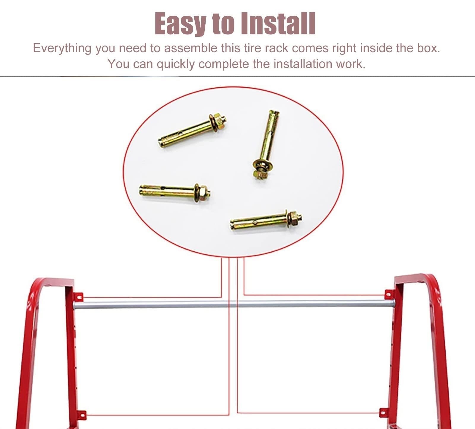 Supporto per Pneumatici da Parete, Supporto per Pneumatici, Supporto per Officina, Supporto per Pneumatici da Garage, Supporto per Pneumatici Multiuso da 127 cm/50 Pollici