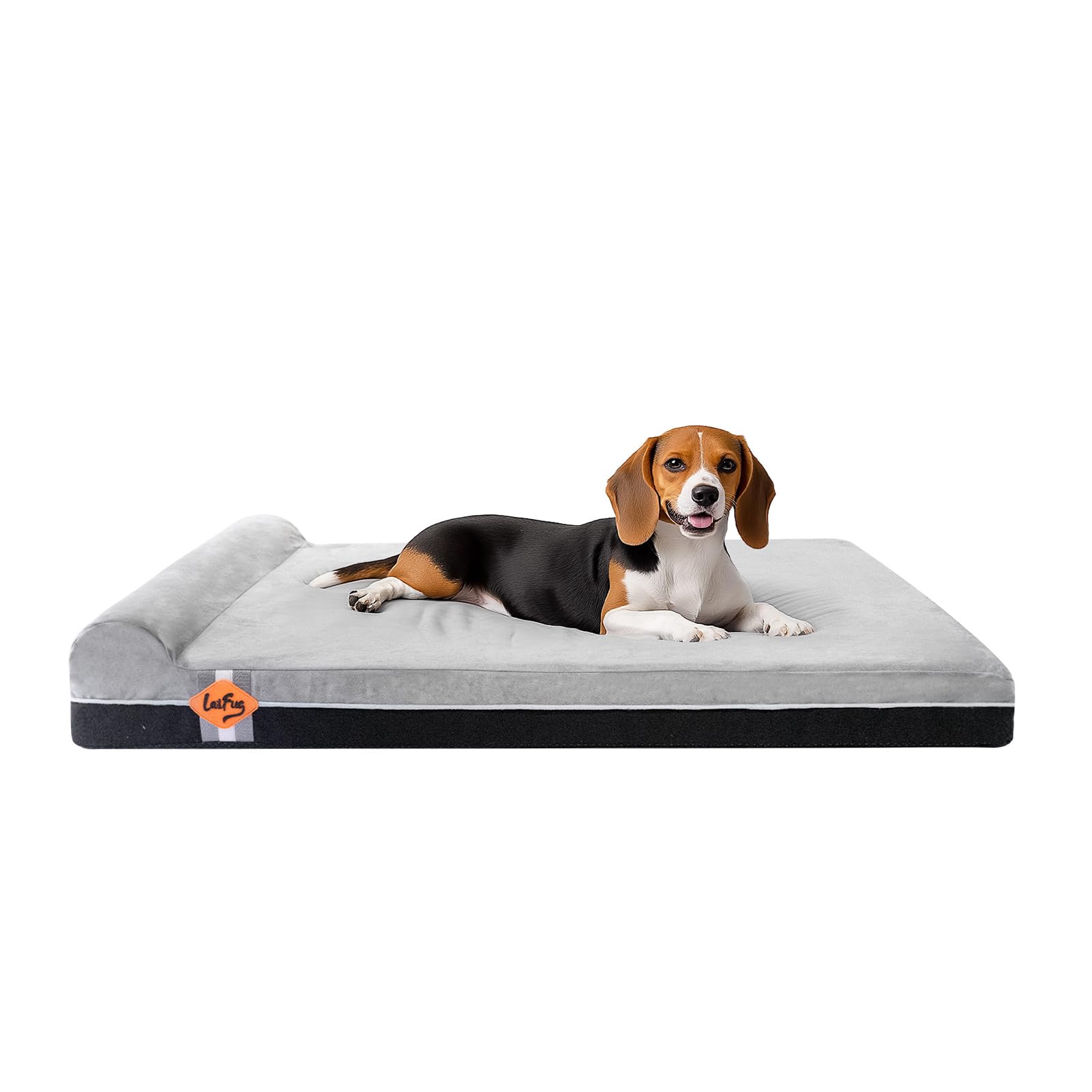 Laifug Orthopädisches Hundebett aus Memory-Schaum, mit Kissen und strapazierfähigem, wasserdichtem Innenfutter, abnehmbarem, waschbarem Bezug, intelligentes Design，Schiefergrau（101x63x15cm）