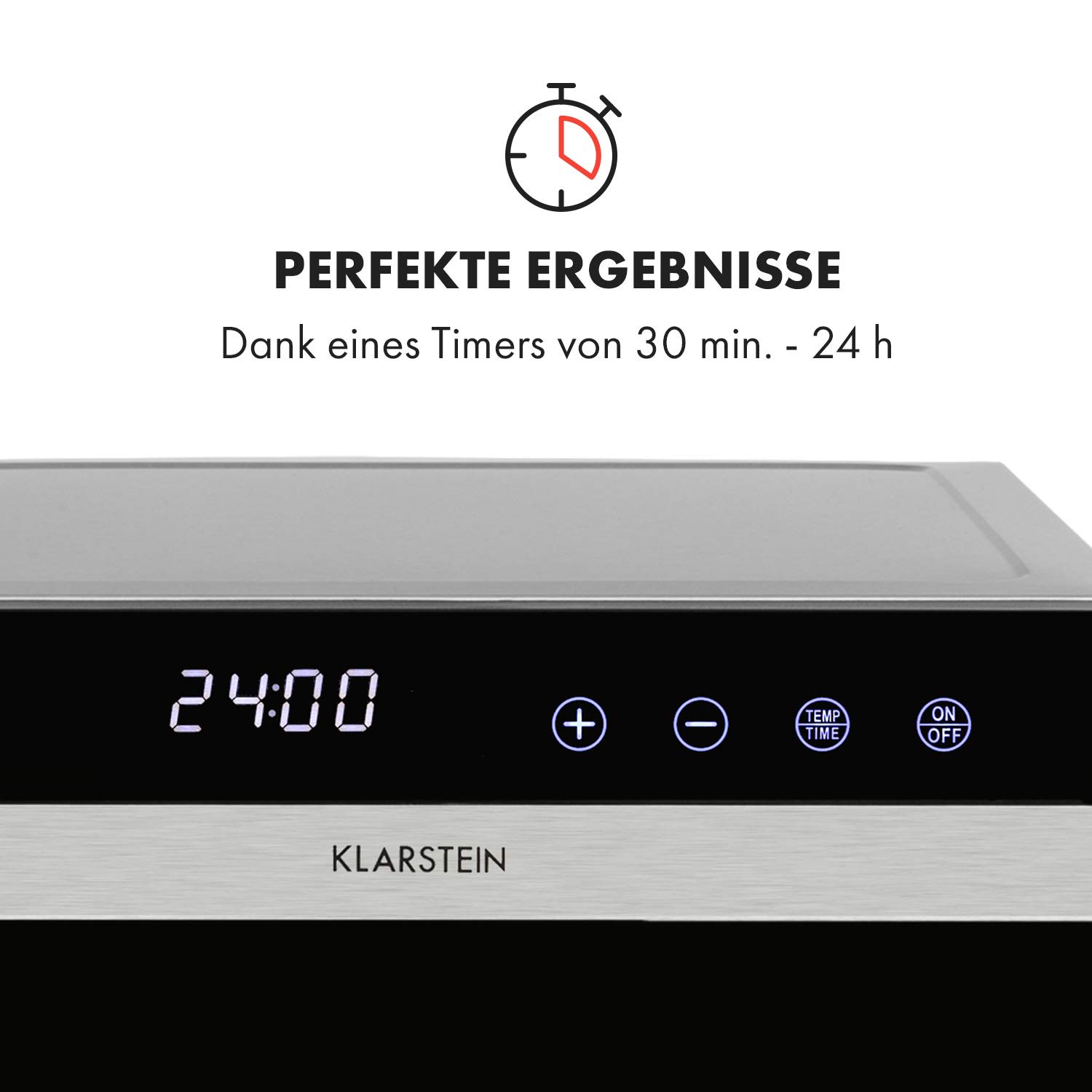 Klarstein Flavour Dry Dörrautomat Mit Edelstahl-Gehäuse, 6 Ablagegitter, LCD-Touch-Display, Timer, 360° Airflow Circulation, Digitaler Thermostat, 35-75 C°