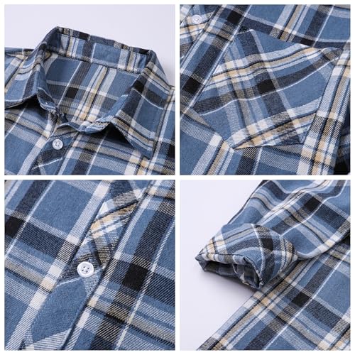 Image of Betusline Boy and Men Button Down Plaid Shirt | Soft,Breathable and Comfortable Fabric