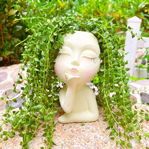 EylbKey Face Planter Pots Resin Air Kiss Head Face...