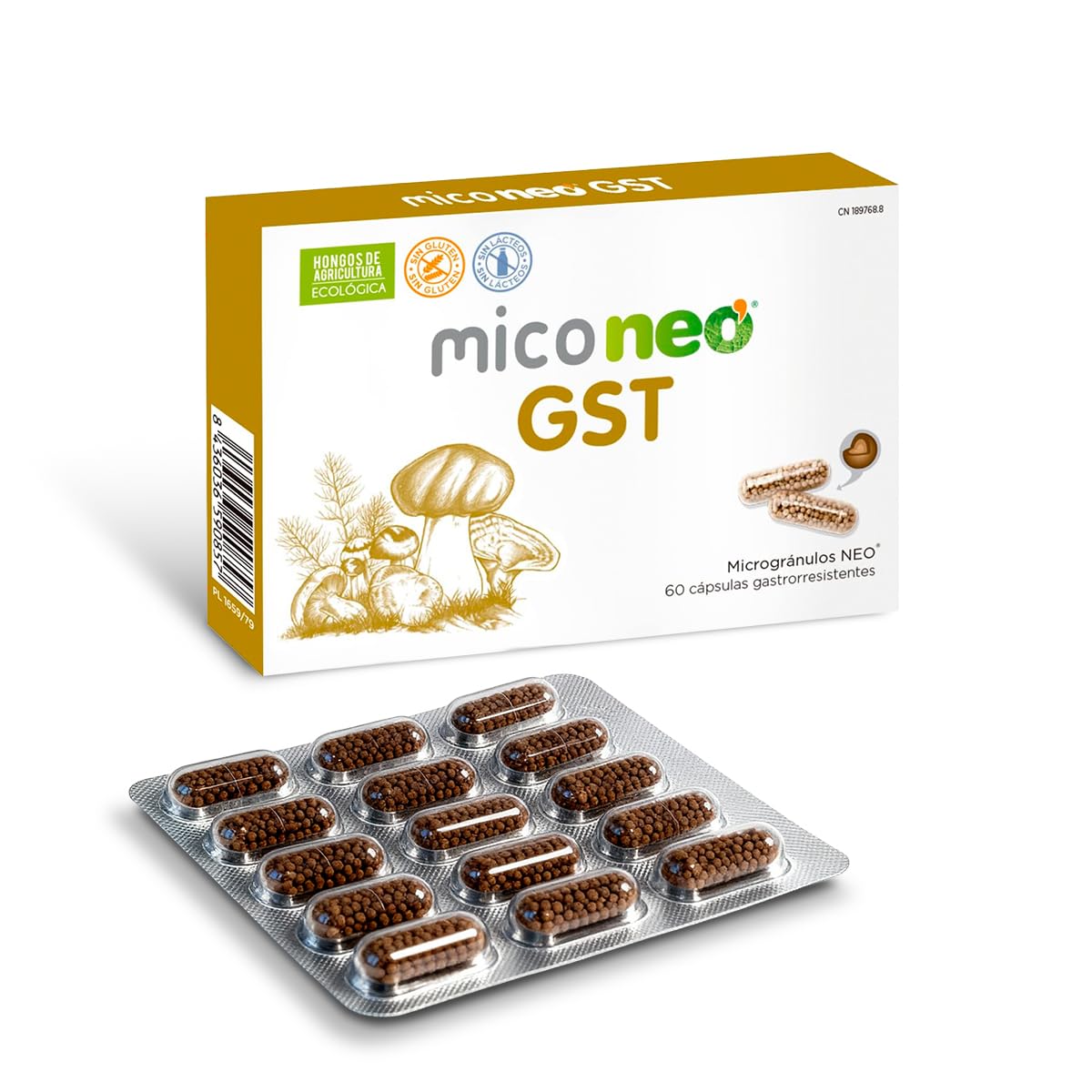 Mico NEO | GST | 60 Cápsulas | Con Reishi, Melena de León, Shiitake y Cúrcuma | Suplemento Elaborado con Hongos | Apoyo Digestivo Natural
