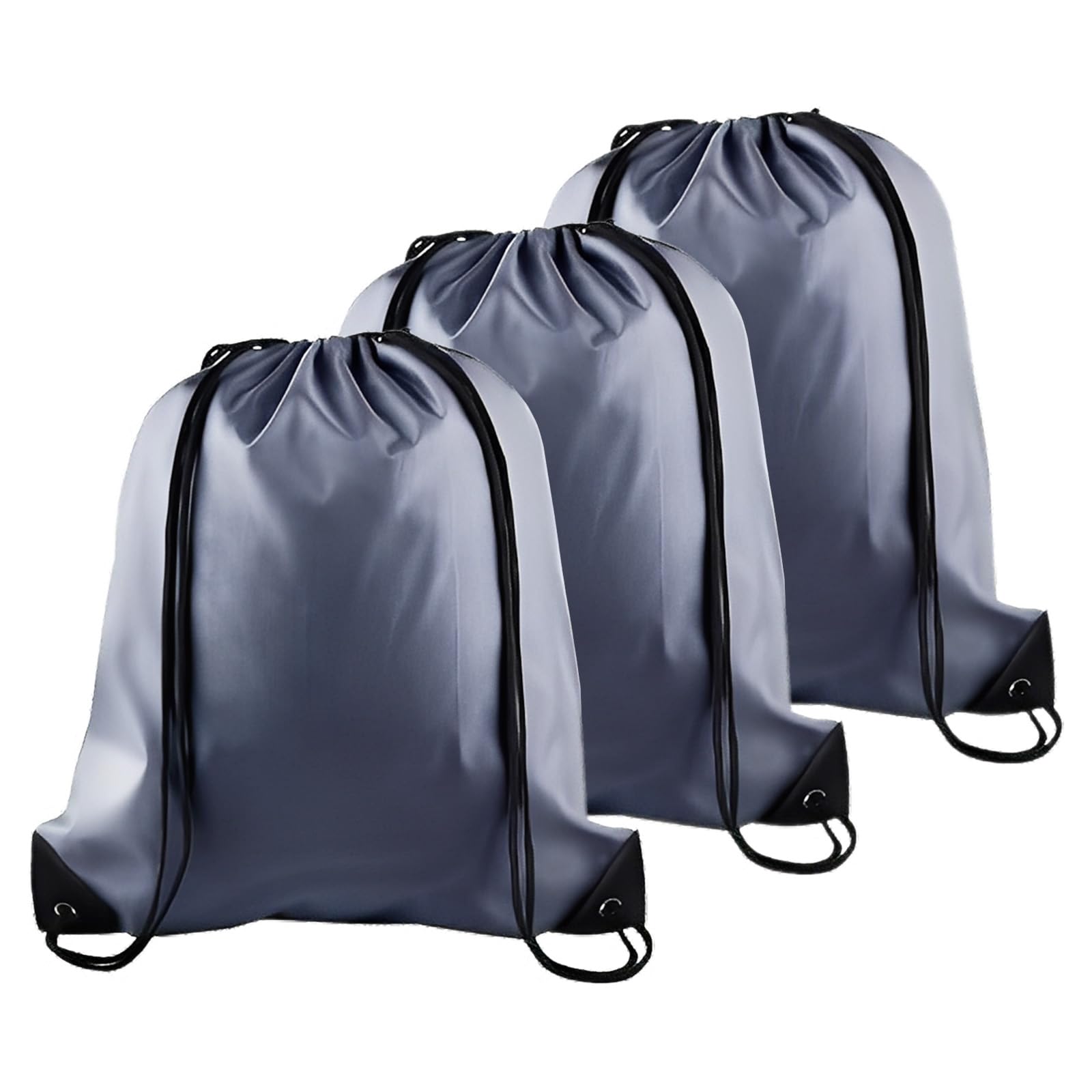 Ysuy Unisex Grey 3-Pack Drawstring Gym Bags, Bags Sports Cinch Sack String Bag, Bulk Swimming String Bags, Draw String Backpack Suitable For Sports, Gym, Travel, Swimming, Beach (Grey)