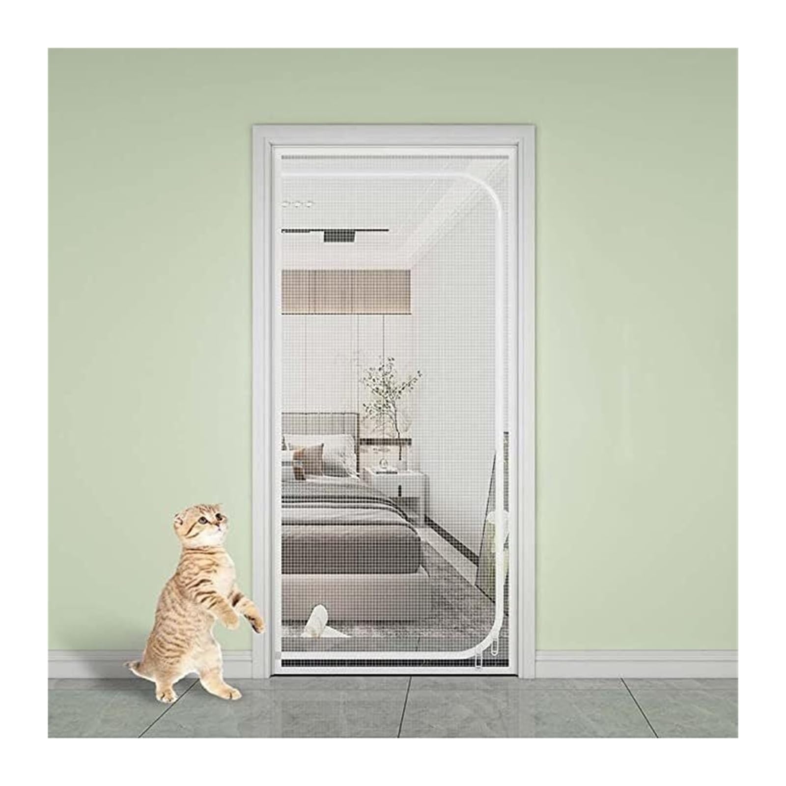 Figpmwld A Double-Sided Zip Cat Screen Door, Thickened Cat Mesh Door Screen With Zipper Scratch For Home 70-150X200-220Cm(150X220cm)