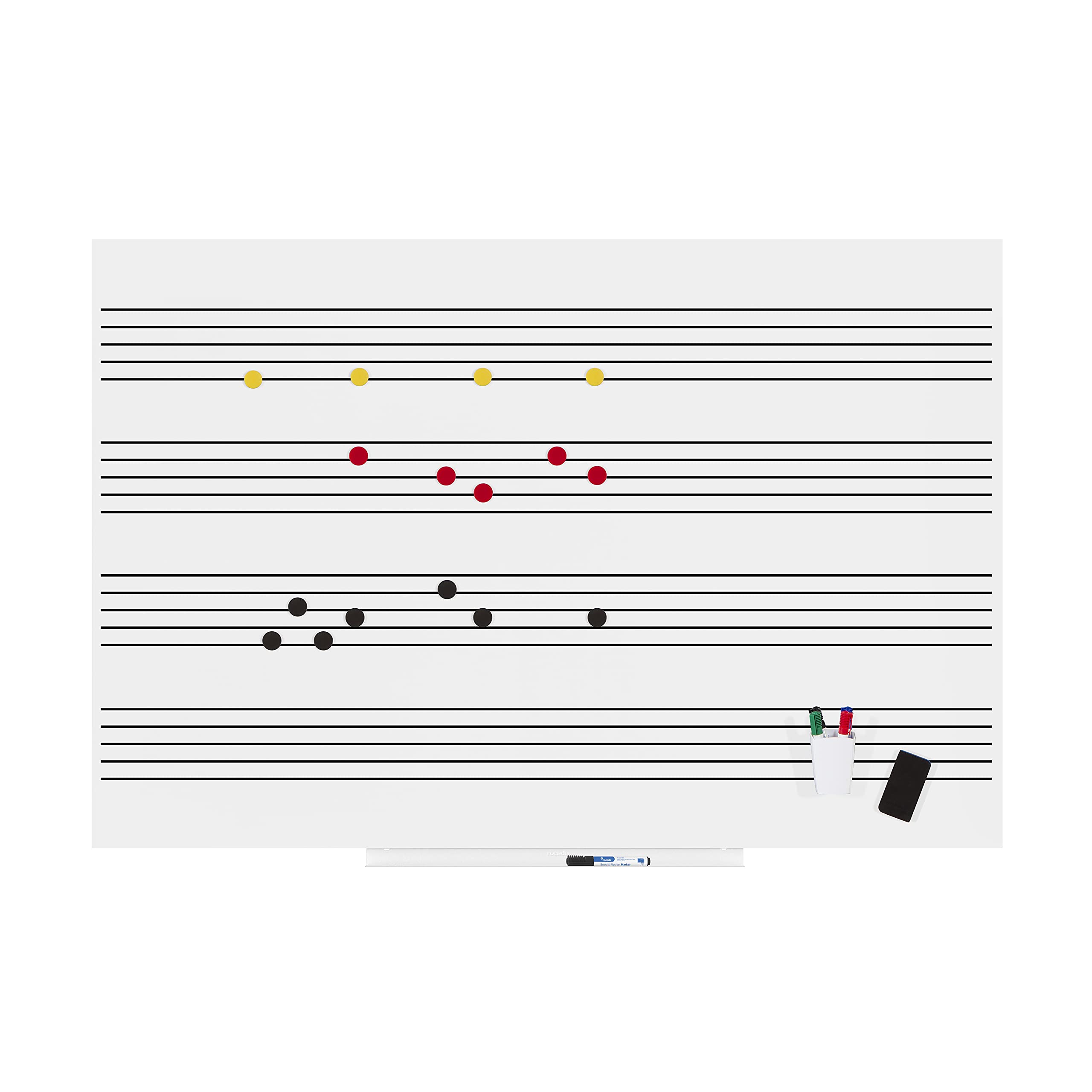 Rocada | Pizarra Blanca con Pentagrama | Pizarra Magnética con Pentagrama Musical | Fácil Borrado en Seco | Horizontal sin Marco | 100 x 150 cm
