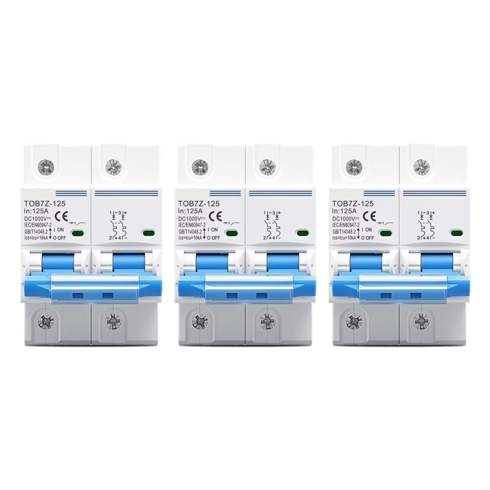 DC MCB Interruttore automatico curva C, 2P, 1000V 80/100/125A