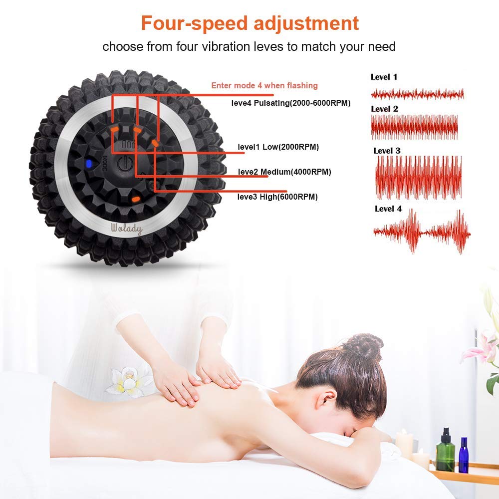 Elektrisch Massageball vibrierender Massageball Faszienball zur Selbstmassage für Muskel und Plantar USB Wiederaufladbar Schmerzlinderung Muskelspannung