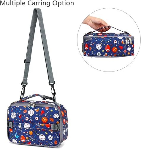 Miniatura 6 de FlowFly - Lonchera para niños, lonchera escolar aislante duradera con correa para el hombro y soporte para botellas, bolsa térmica pequeña y