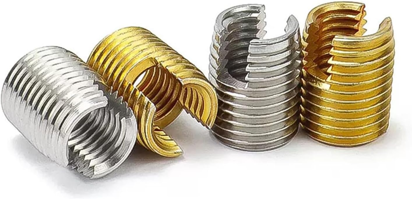 Thread Repair Insert, M2-M20 Metal Threaded Insert Self Tapping Screw Bushing Slotted Type Thread Repair Inset 5Pcs(Carbon Steel,M2x4.5x6)