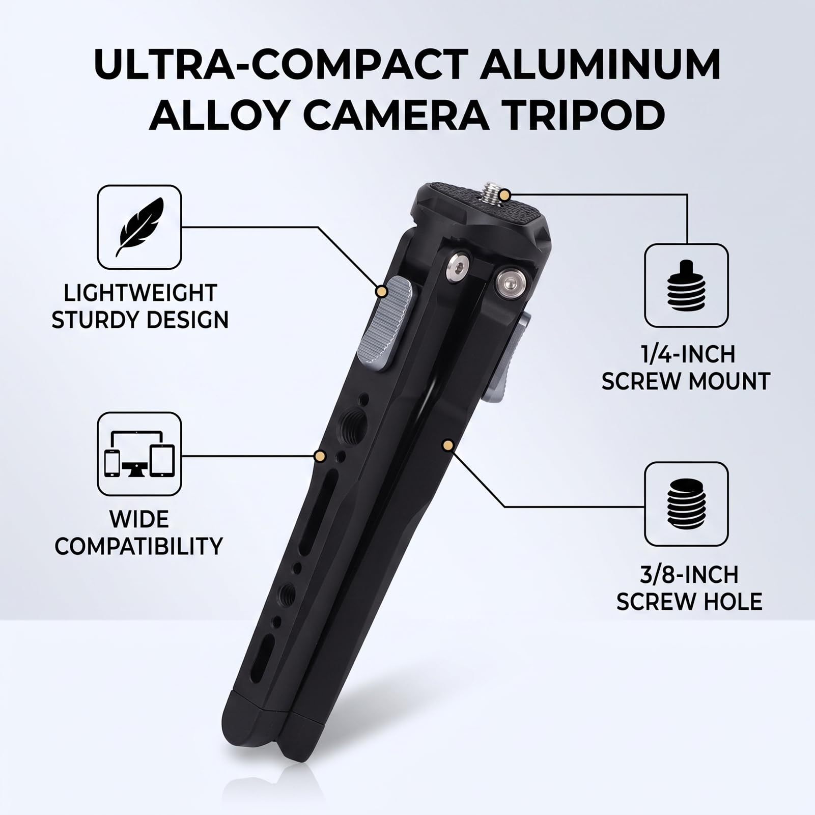 Fabater Treppiede per Fotocamera, Supporto Pieghevole Portatile in Alluminio