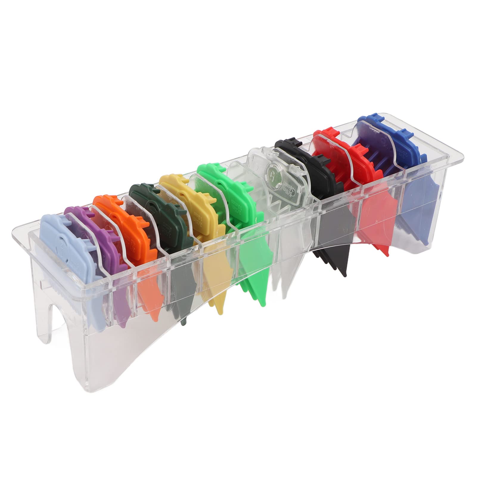 Lot de 10 peignes pour tondeuse à cheveux, dents arrondies colorées, guides de coupe pour barbier