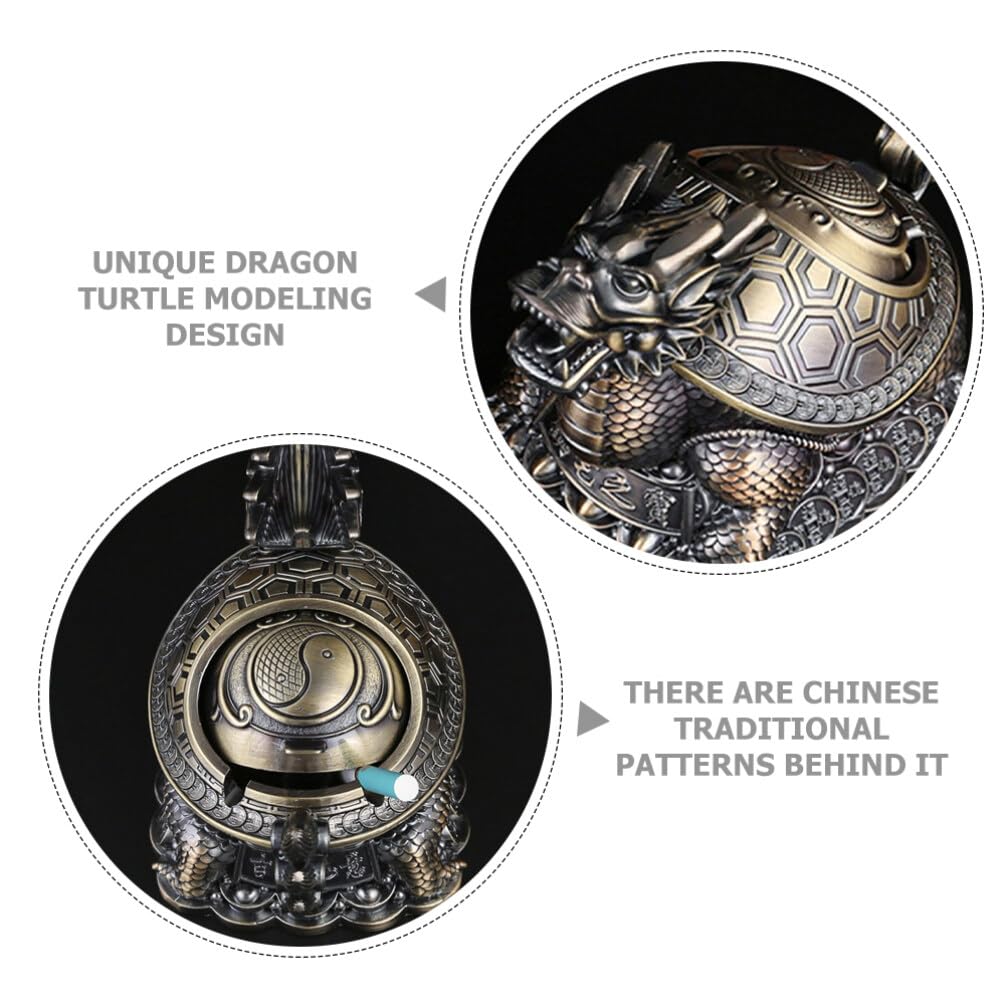 Portacenere Dragon Turtle in Metallo con Coperchio, 1 Pezzo