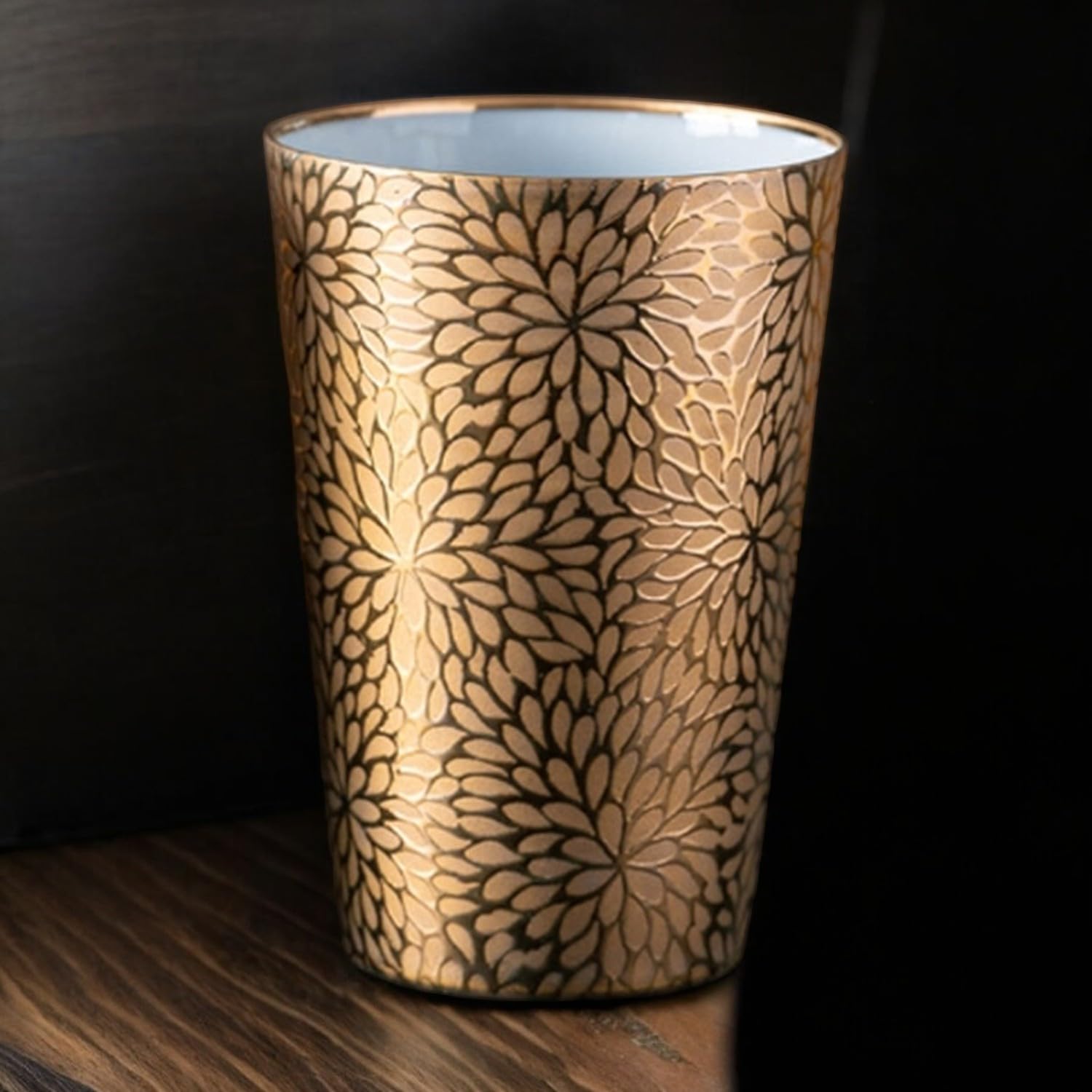 J-kitchens Ultra Thin Cup, Tumbler, Gold, Kaisekiku, Wooden Box, 12.5 fl oz (370 ml), Made in Japan