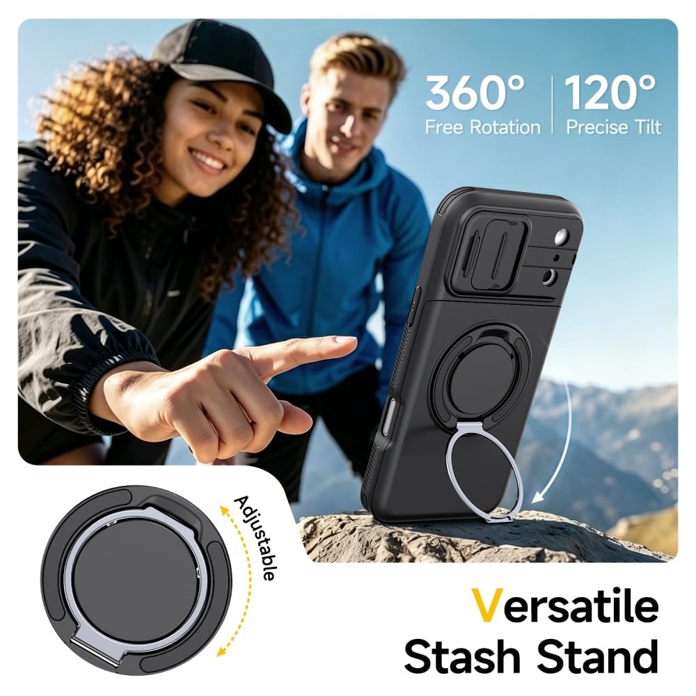 Carcasa genérica compatible con iPhone 15 Pro (color: negro) a prueba de golpes con ranura para tarjetas