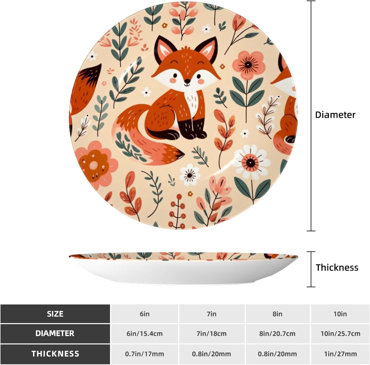 Luck-Cute-Fox 10 Inch Decorative Plate With Stand, Elegant Display Wall Plate For Home Decor