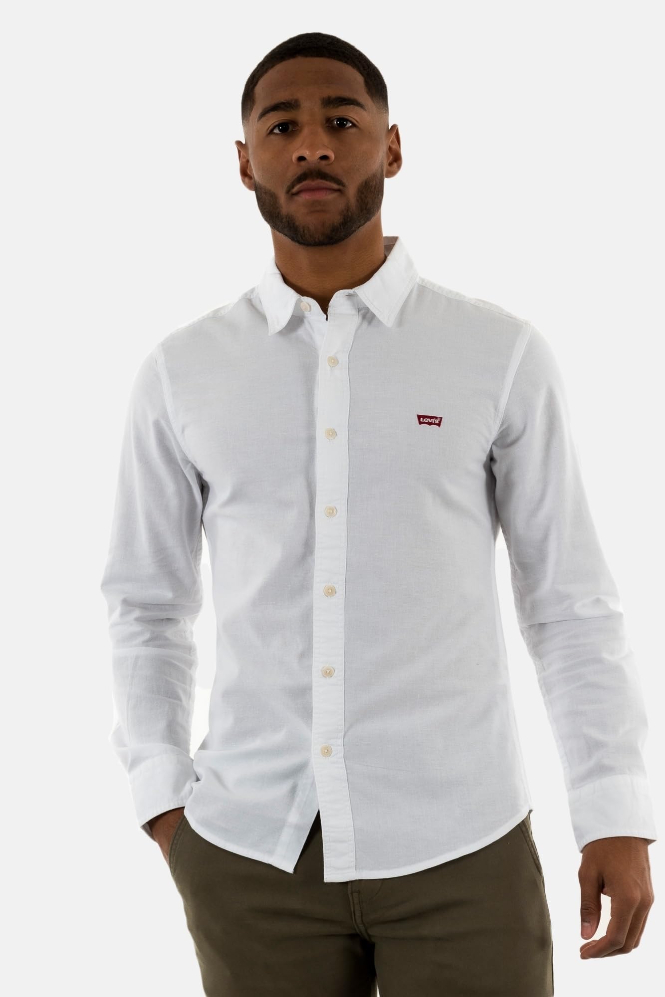 Levi's Mężczyźni Long-Sleeve Battery Housemark Slim Shirt, White, L