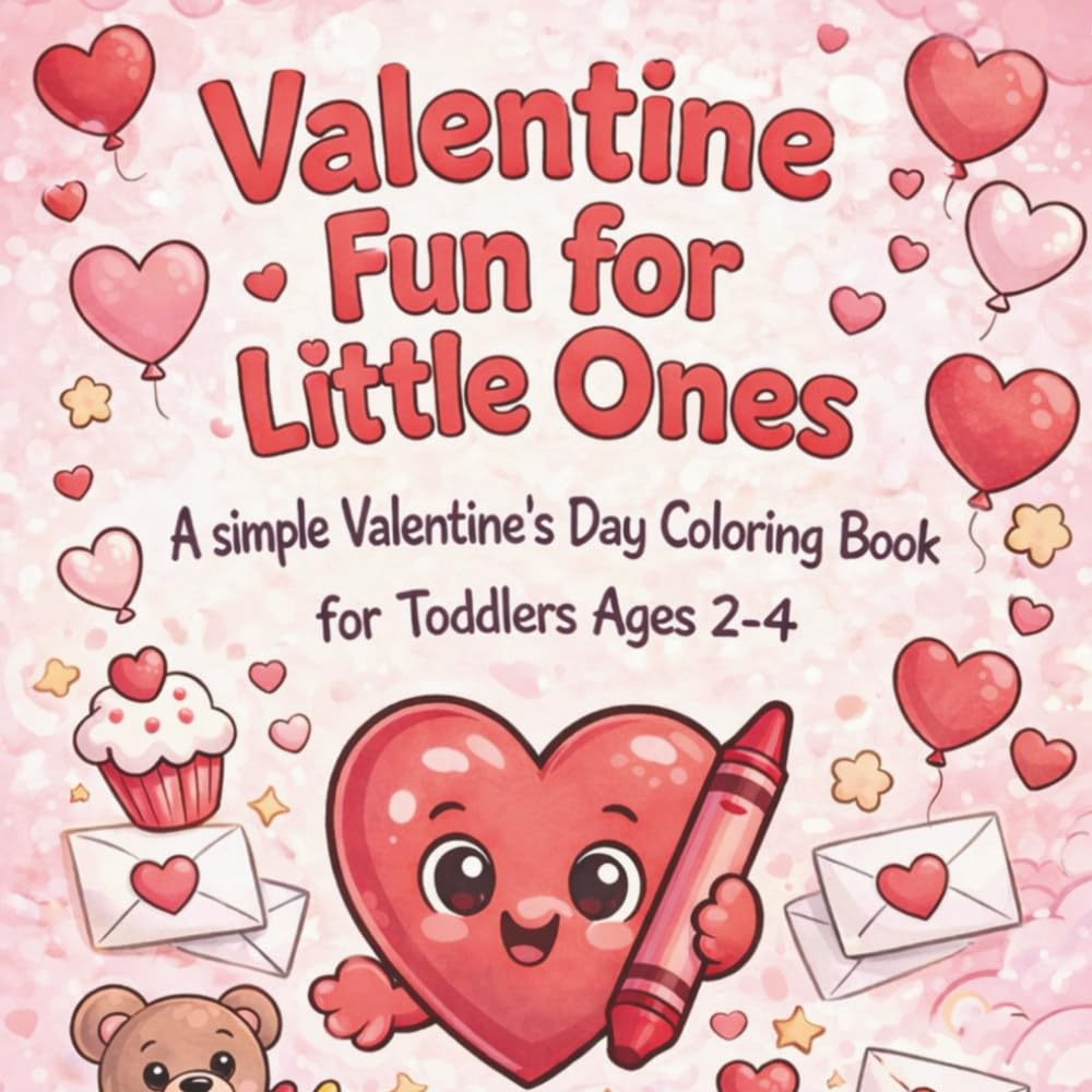 Valentine Fun for little ones: A simple Valentine's Day Coloring Book for Toddlers Ages 2-4