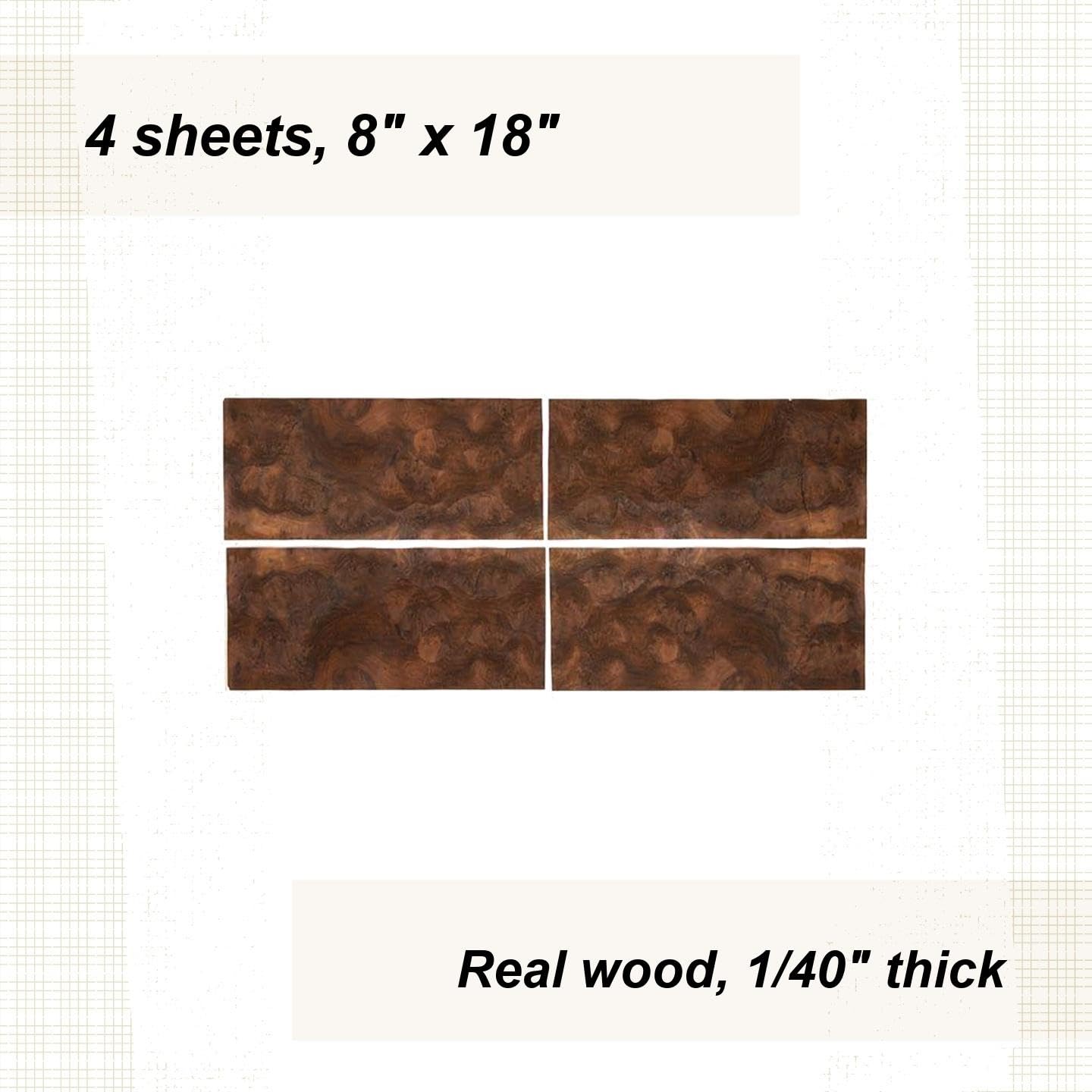 Walnut Burl 4 Way Match Veneer Pack, 8X18 4Pc - Wood Veneers
