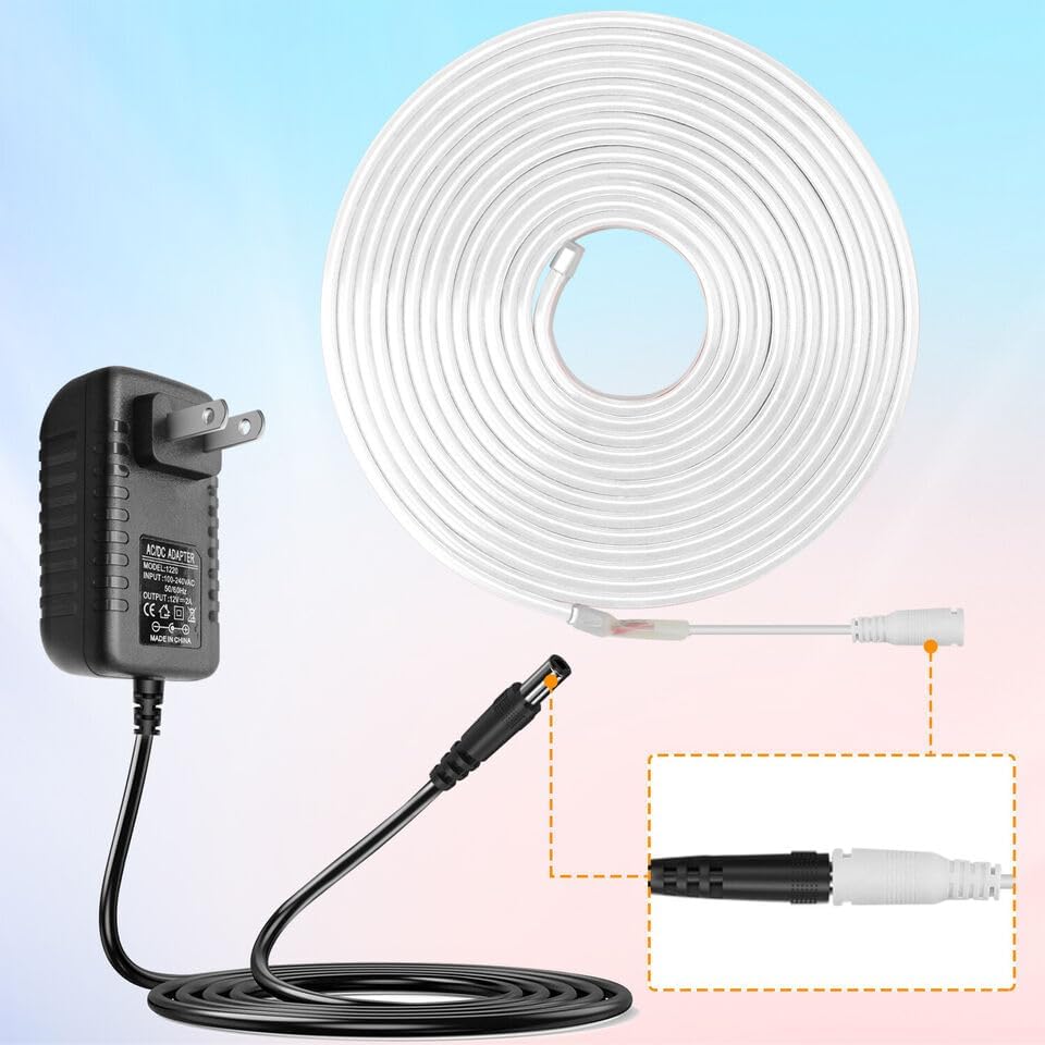 Miniatura 1 de Tira de LED flexible de 32.8 pies IP67 impermeable tubo de silicona con luz de neón (24 V, blanco frío)