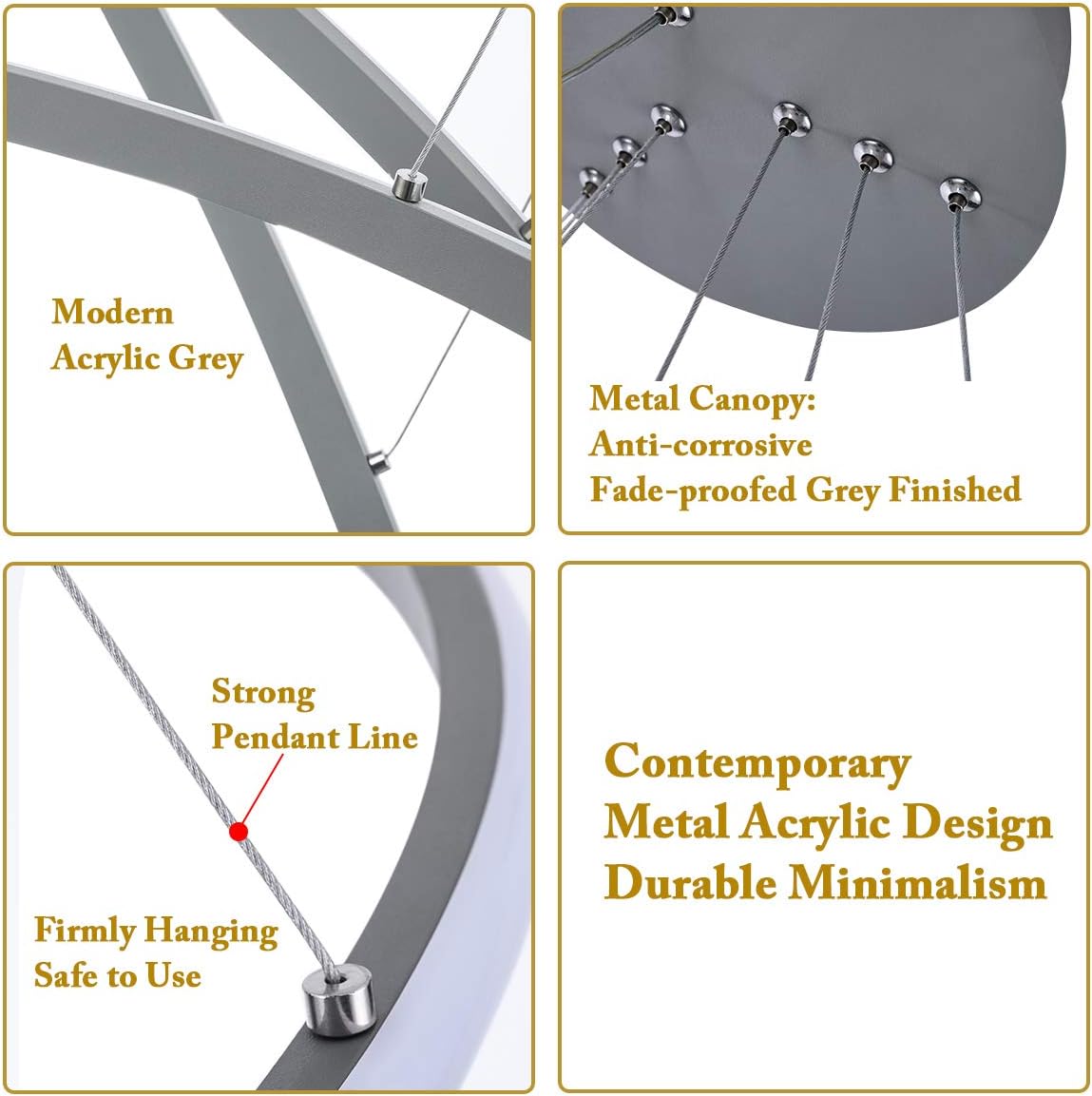 Crazy Clearance Modern LED Chandelier, Pendant Light Fixtures, LED Dimmable Hanging Light Fixture, for Dining Rooms Kitchen Island and High Ceilings, Acrylic Shape Pendant Light with Remote, Grey 75W