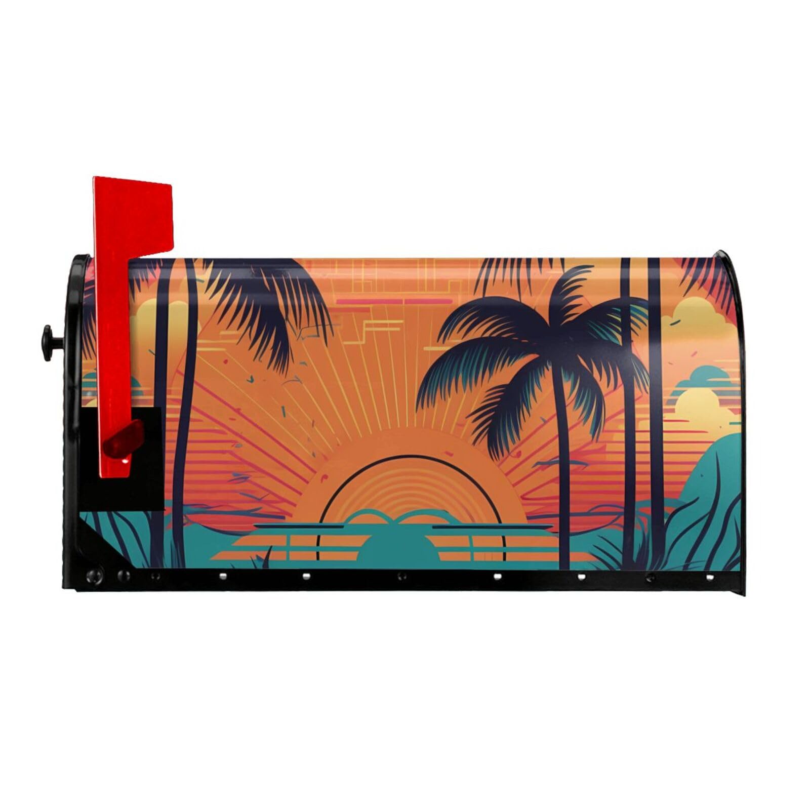Housse magnétique boîte aux lettres décor tropical résistant aux UV