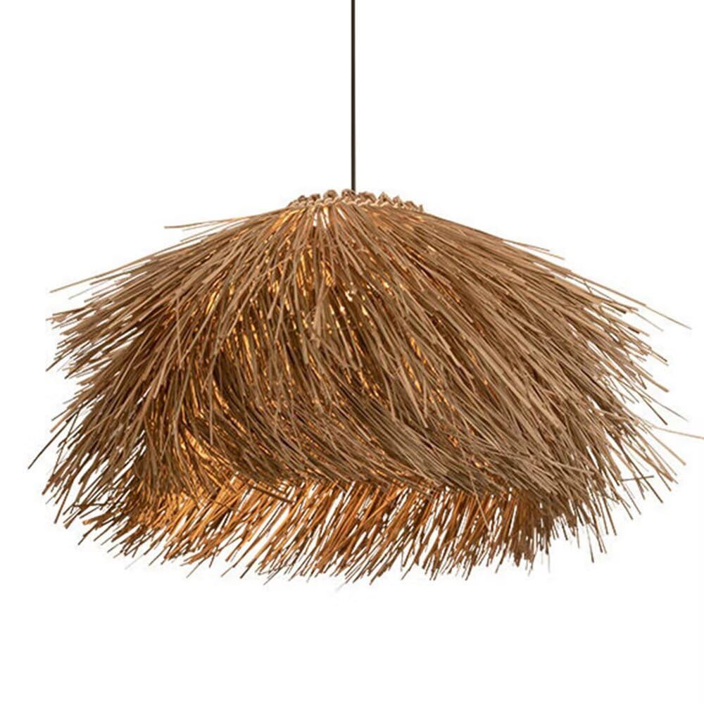 Kreatywna kawa ręcznie rattanowy kapelusz słomkowy lampa wisząca w stylu Wabi-Sabi rattanowy abażur lampa sufitowa Retro żyrandol do salonu restauracja kawiarnia
