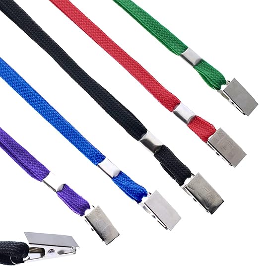 Specialist ID 10 Pack - Premium Lanyards with Bulldog Clip - Heavy Duty 3/8" Neck Strap I'd Badge Holder w/Metal Alligator Clip for Slot Hole Name Badges - Secure Non-Breakaway (Assorted Colors)
