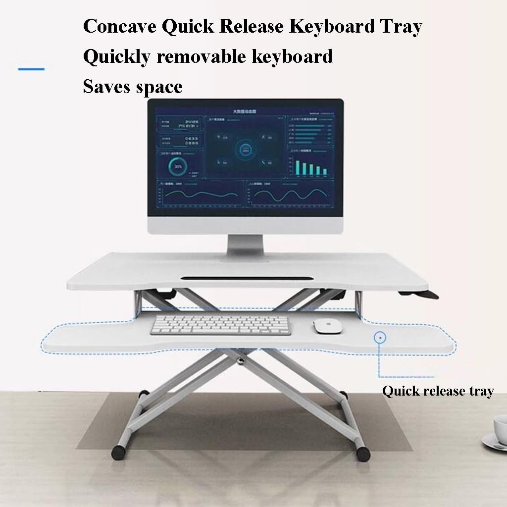 Convertisseur de bureau debout réglable en hauteur – Station de travail ergonomique avec clavier amovible