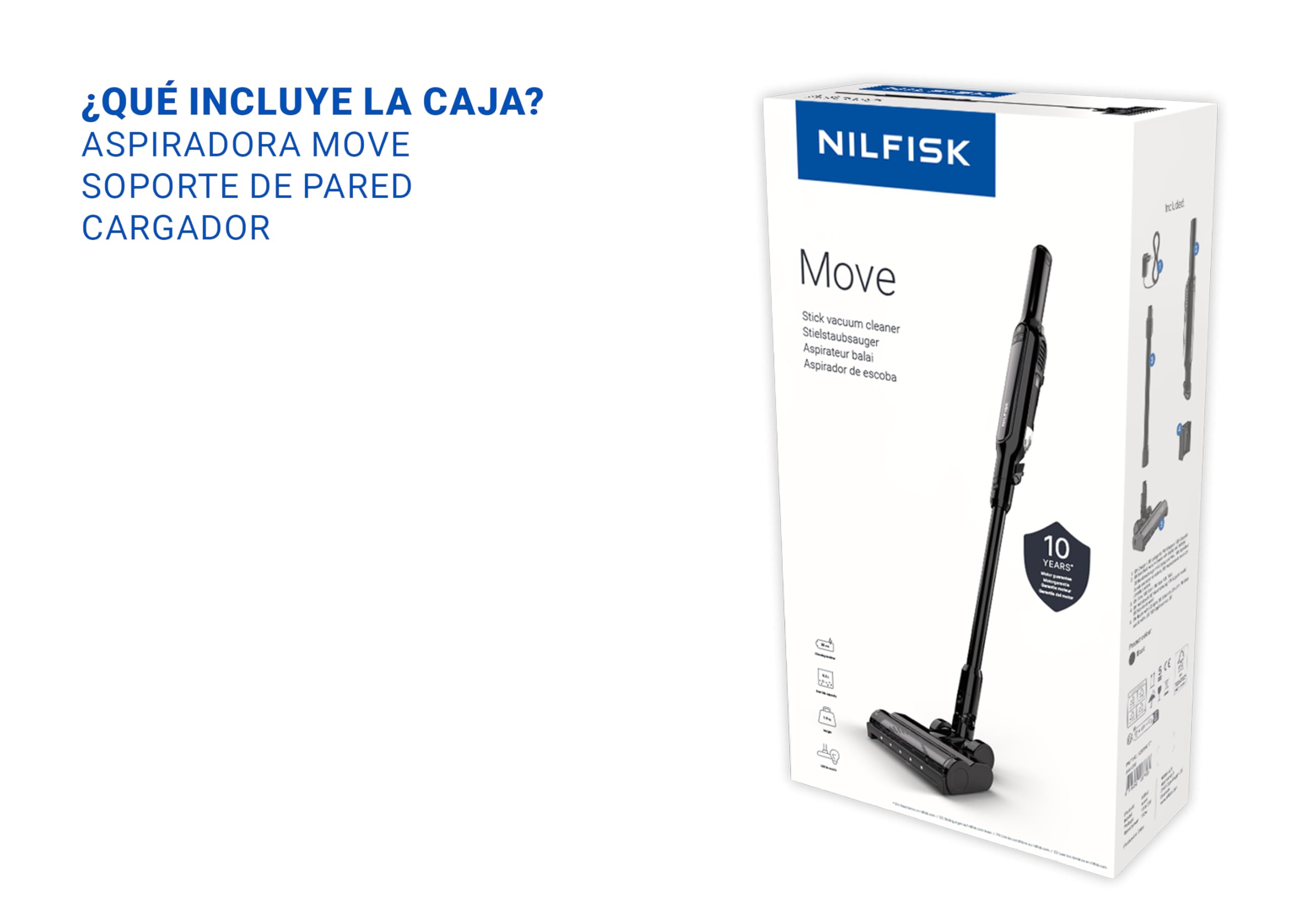 Nilfisk Move Aspiradora Sin Cable - Aspirador Tipo Escoba y de Mano 2 en 1 (Negro)