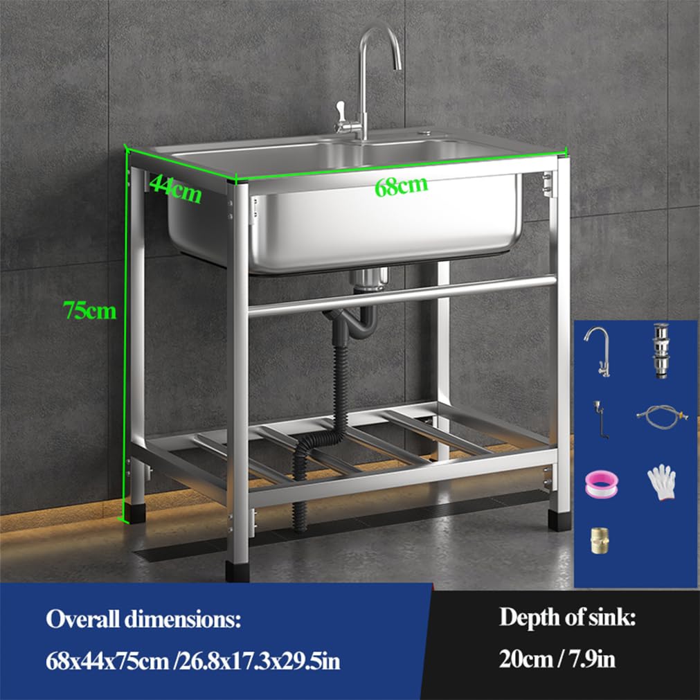 Fregadero Exterior Comercial Con Grifo - Portátil para Camping, Cocina, Restaurante, Garaje y Jardín - Fácil De Instalar (Tamaño: 68x44cm)