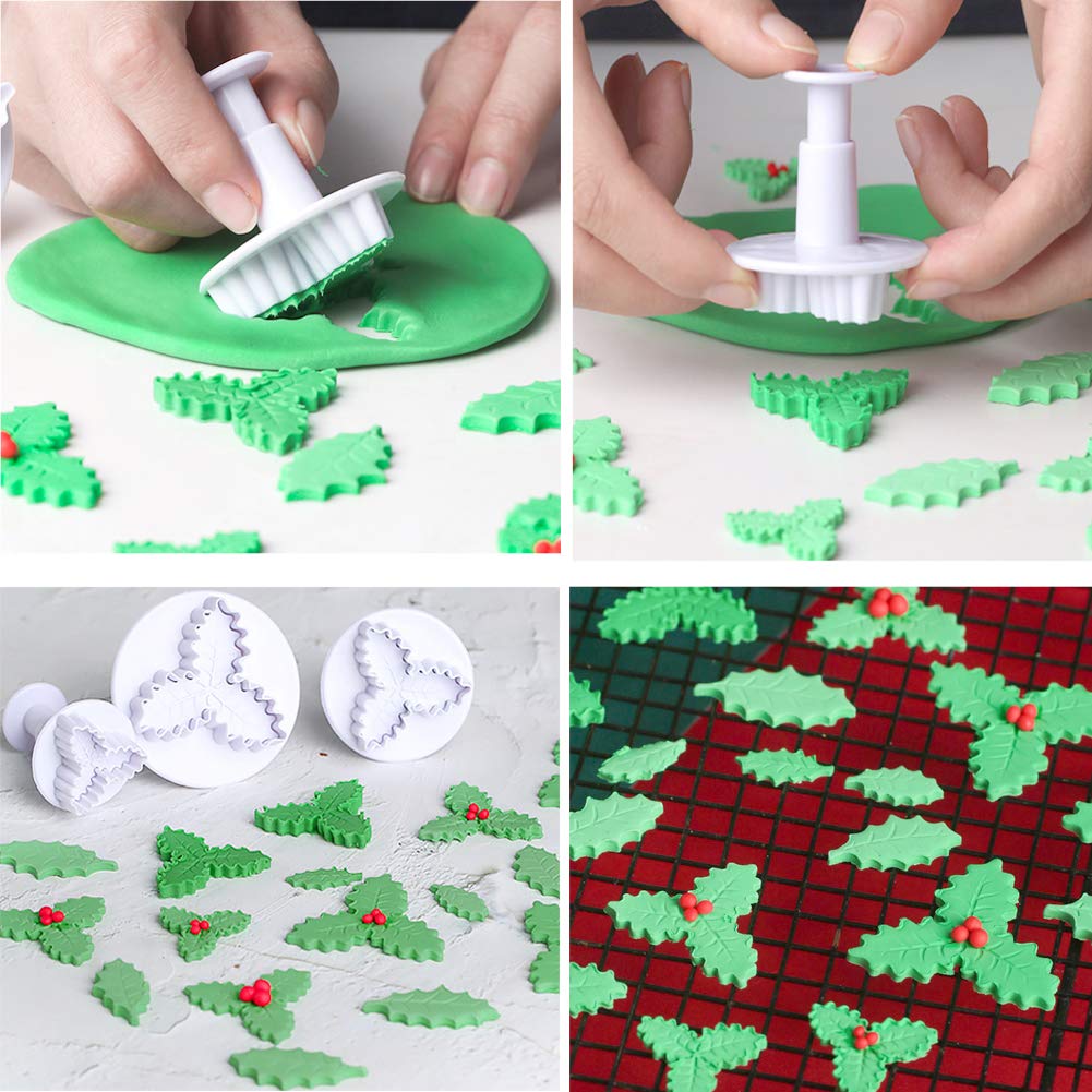 Ausstechformen für Weihnachten, Stechpalmenblätter, für Kuchen, Cupcakes, Zuckerguss, Dekoration, 6 Stück